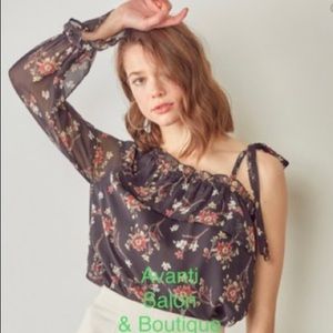 Asymmetrical One Shoulder Ruffle Top